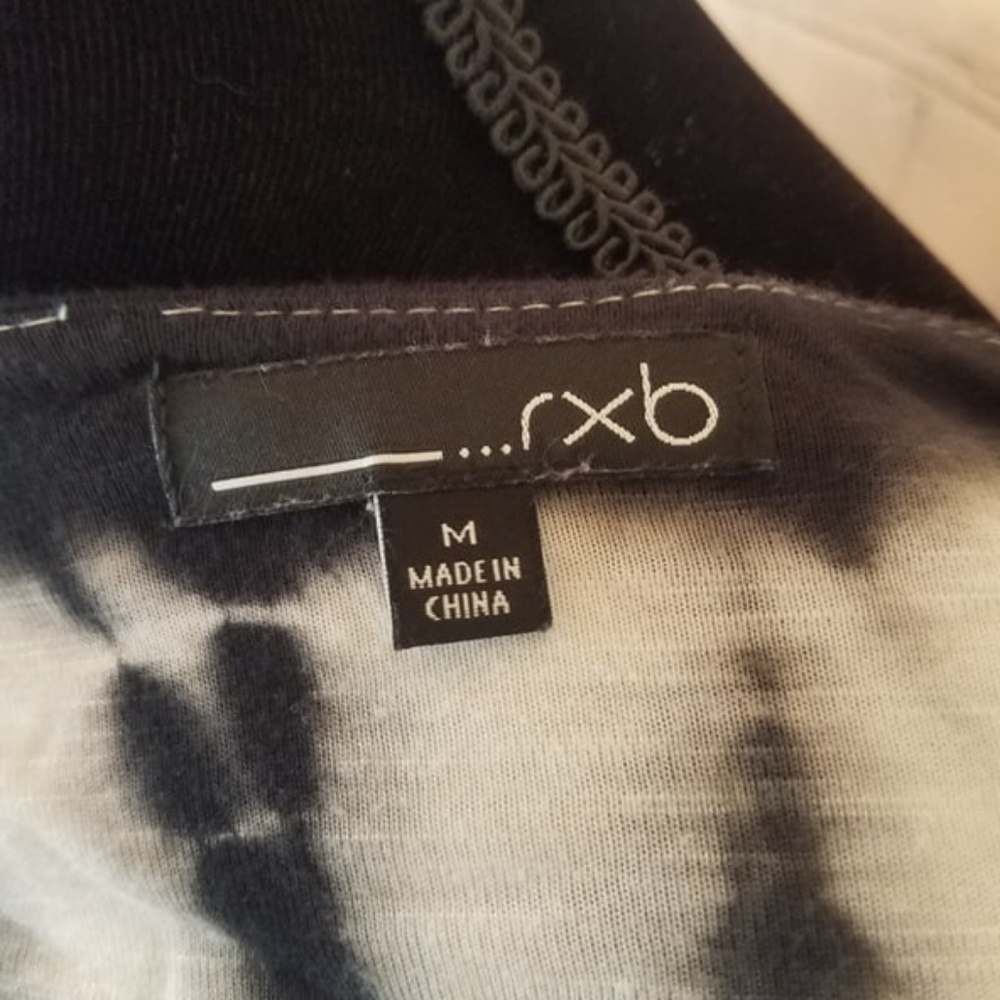 Rxb Tie Dye Boho Top Blouse Size M Black - Picture 5 of 5